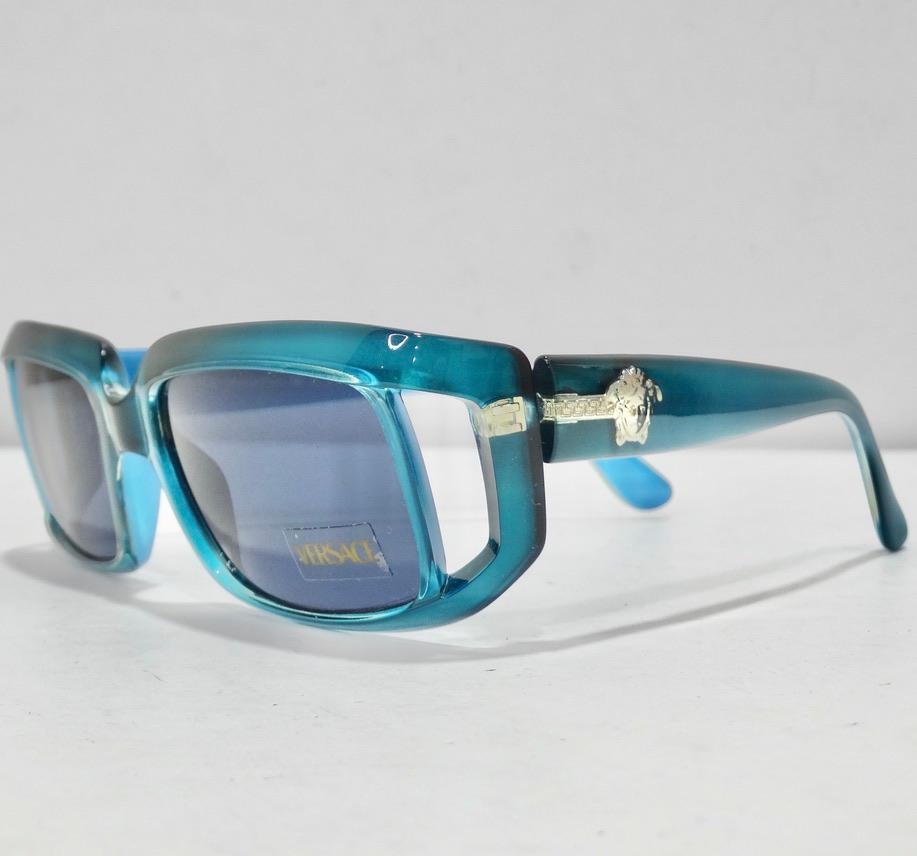 Versace 1990s Blue Sunglasses For Sale 2