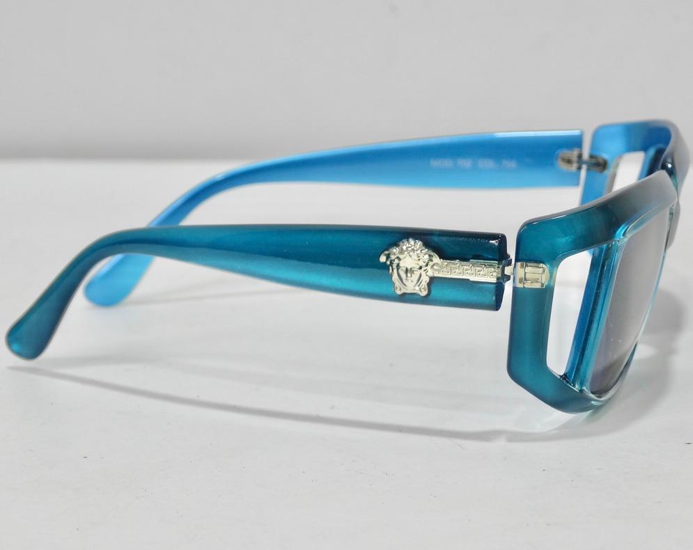 Versace 1990s Blue Sunglasses For Sale 4