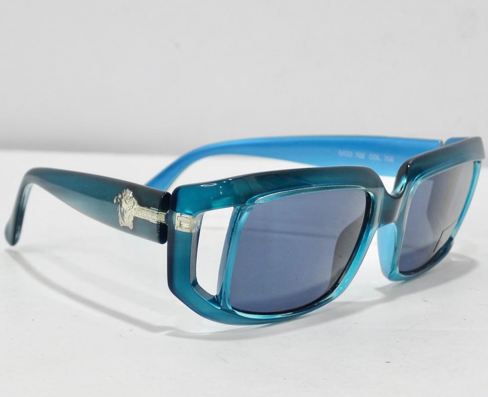 Versace 1990s Blue Sunglasses For Sale 5