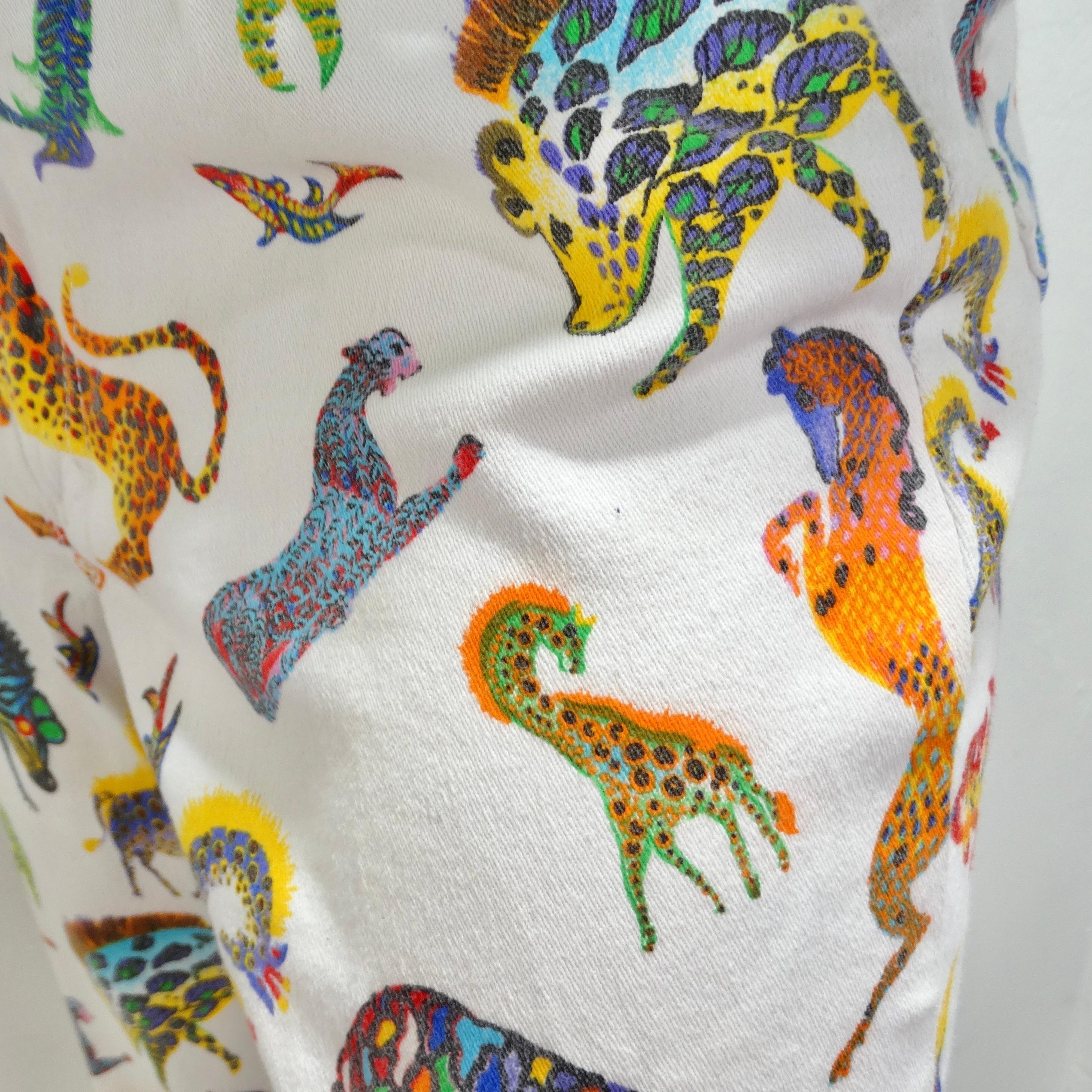 Versace 1990s Fantasy Animals Print Jeans For Sale 3