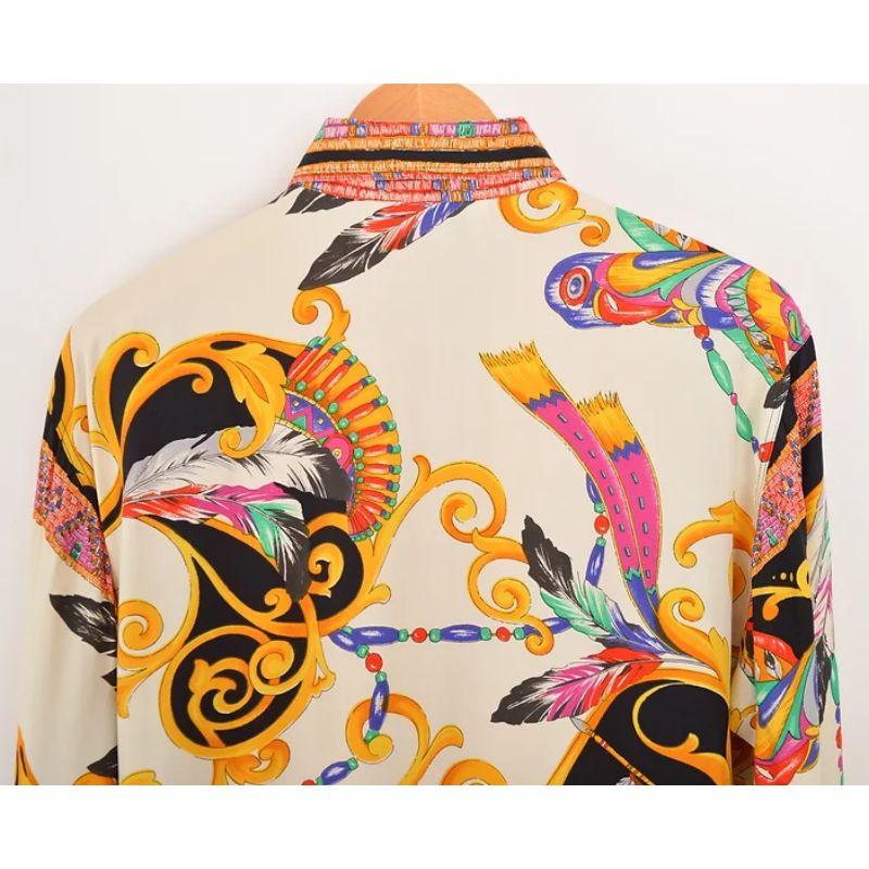 Gianni Versace 1990's Rare Native American Baroque Print Shirt For Sale 1