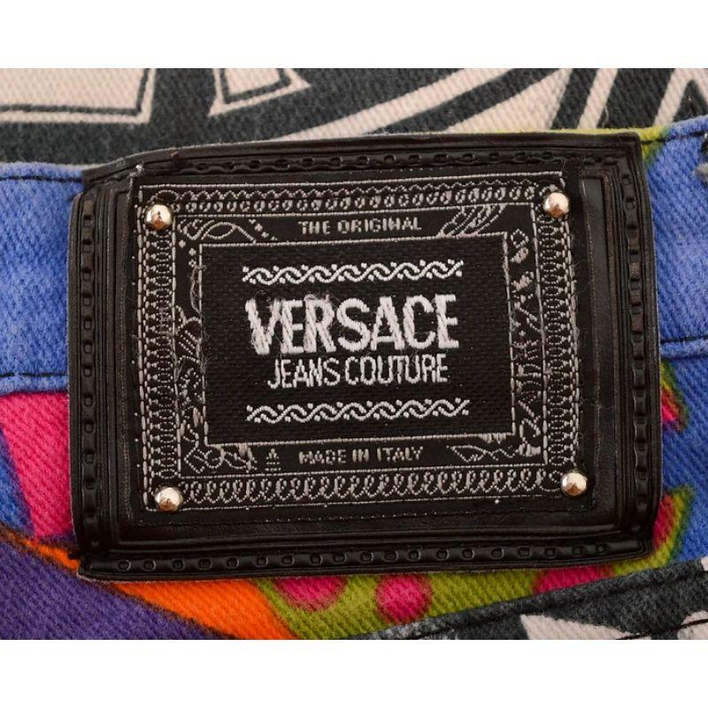 Gianni Versace Loud 1990's 'New York City' colourful pattern Jeans For Sale 4