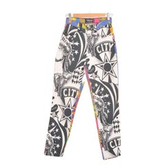 Gianni Versace Loud 1990's 'New York City' colourful pattern Jeans