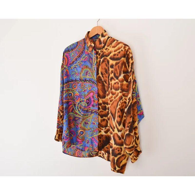 Brown Gianni Versace 1990's Paisley & Leopard Print Pure Silk Baroque Shirt For Sale