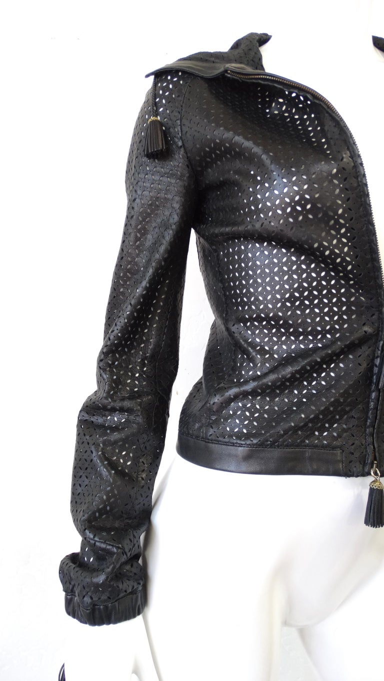 Versace 1990s Perforated Leather Jacket at 1stDibs