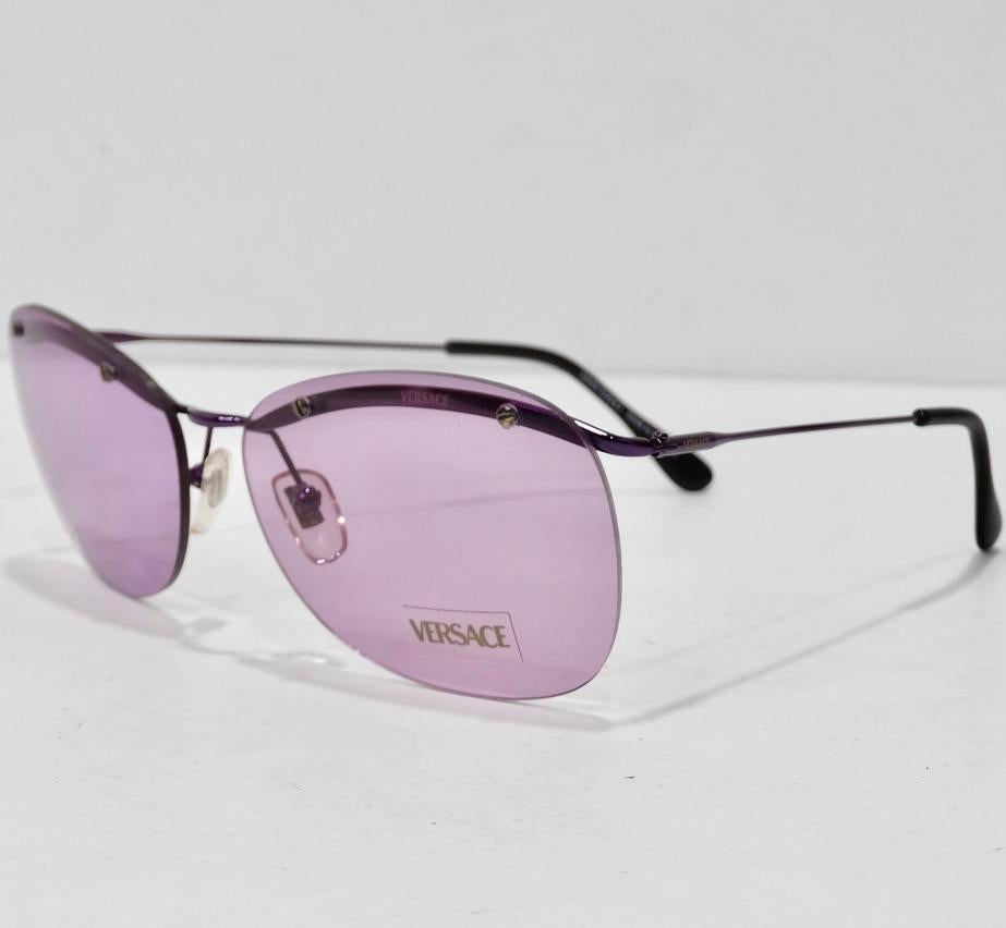 Gray Versace 1990s Purple Sunglasses For Sale