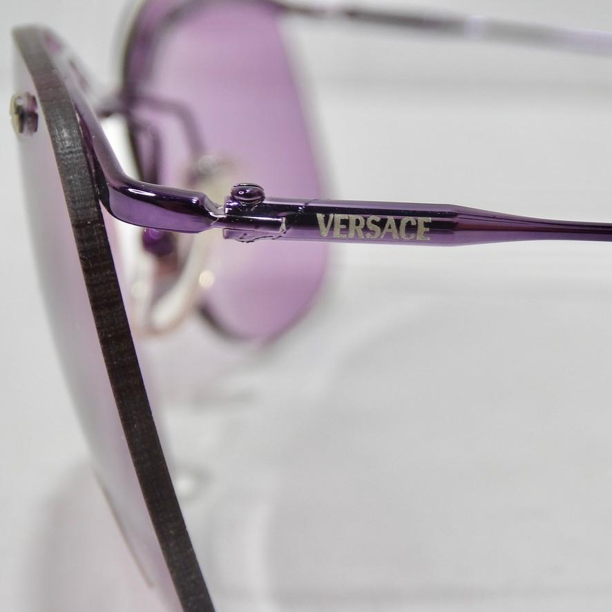 Women's or Men's Versace 1990s Purple Sunglasses For Sale