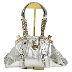 Used Versace 1990s Silver Leather Medusa Shoulder Bag
