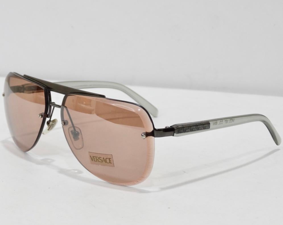 Brown Versace 1990s Silver Sunglasses For Sale