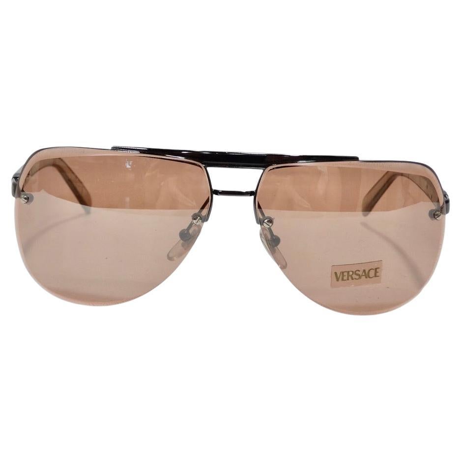 Versace 1990er Silber Sonnenbrille