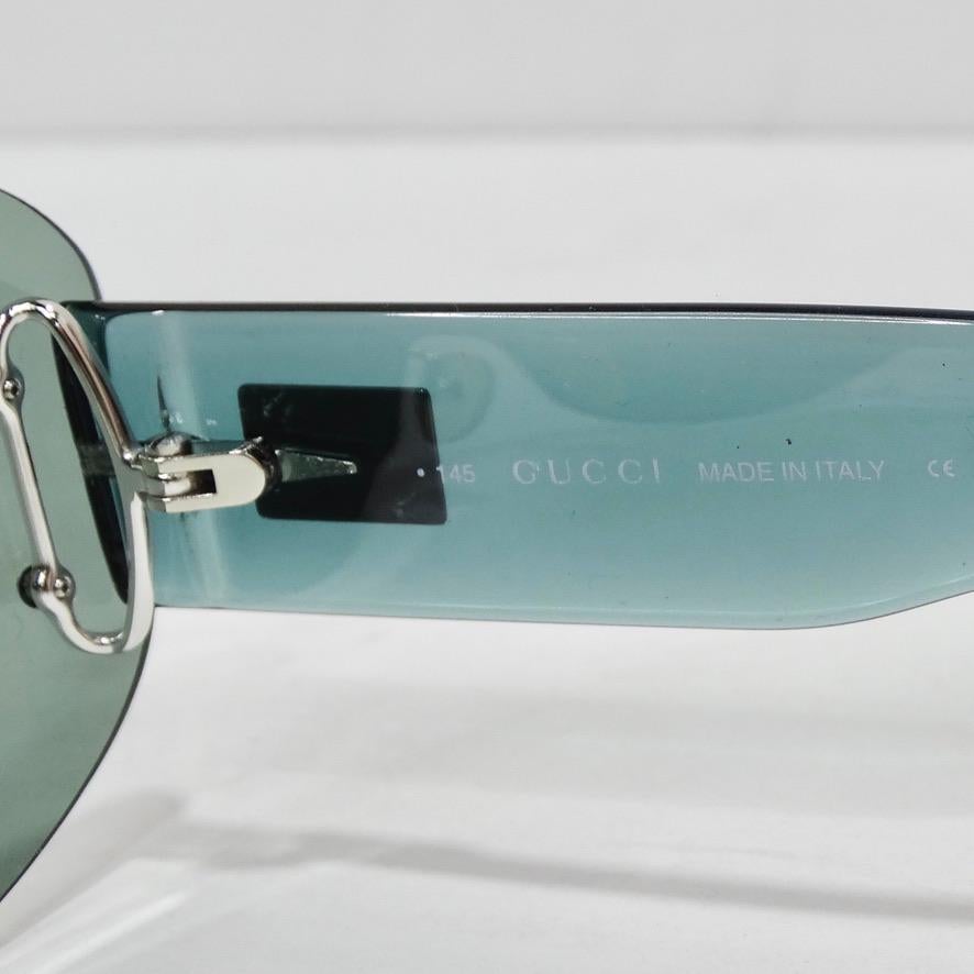 Gucci 1990s Teal Sunglasses In New Condition For Sale In Scottsdale, AZ