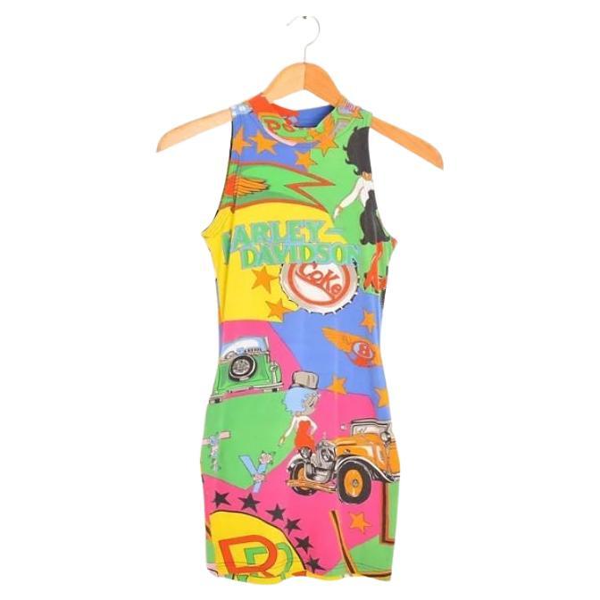 Versace 1990's Vintage colourful 'Betty Boop' Pattern bodycon mini Dress For Sale