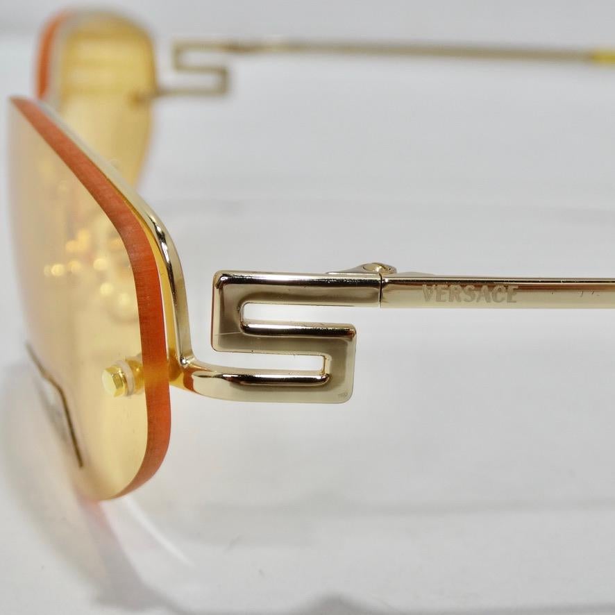 Versace 1990s Yellow Sunglasses In New Condition For Sale In Scottsdale, AZ