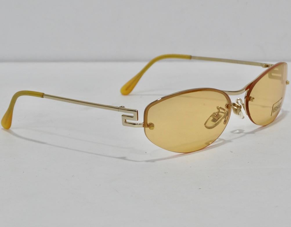 Versace 1990s Yellow Sunglasses For Sale 4