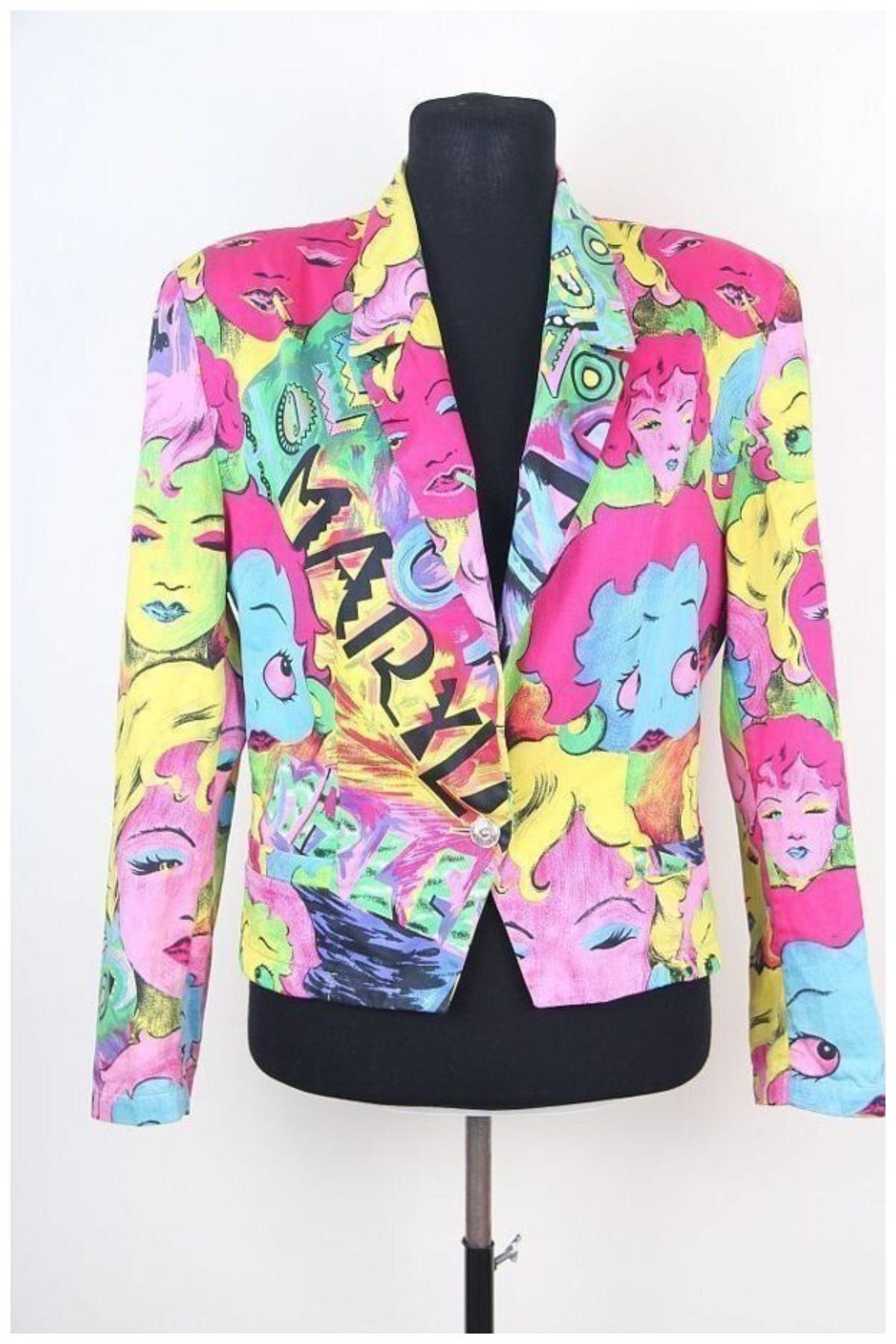 Versace 1991 Marilyn Monroe / Betty Boop Pop Art dress jacket suit For Sale 5