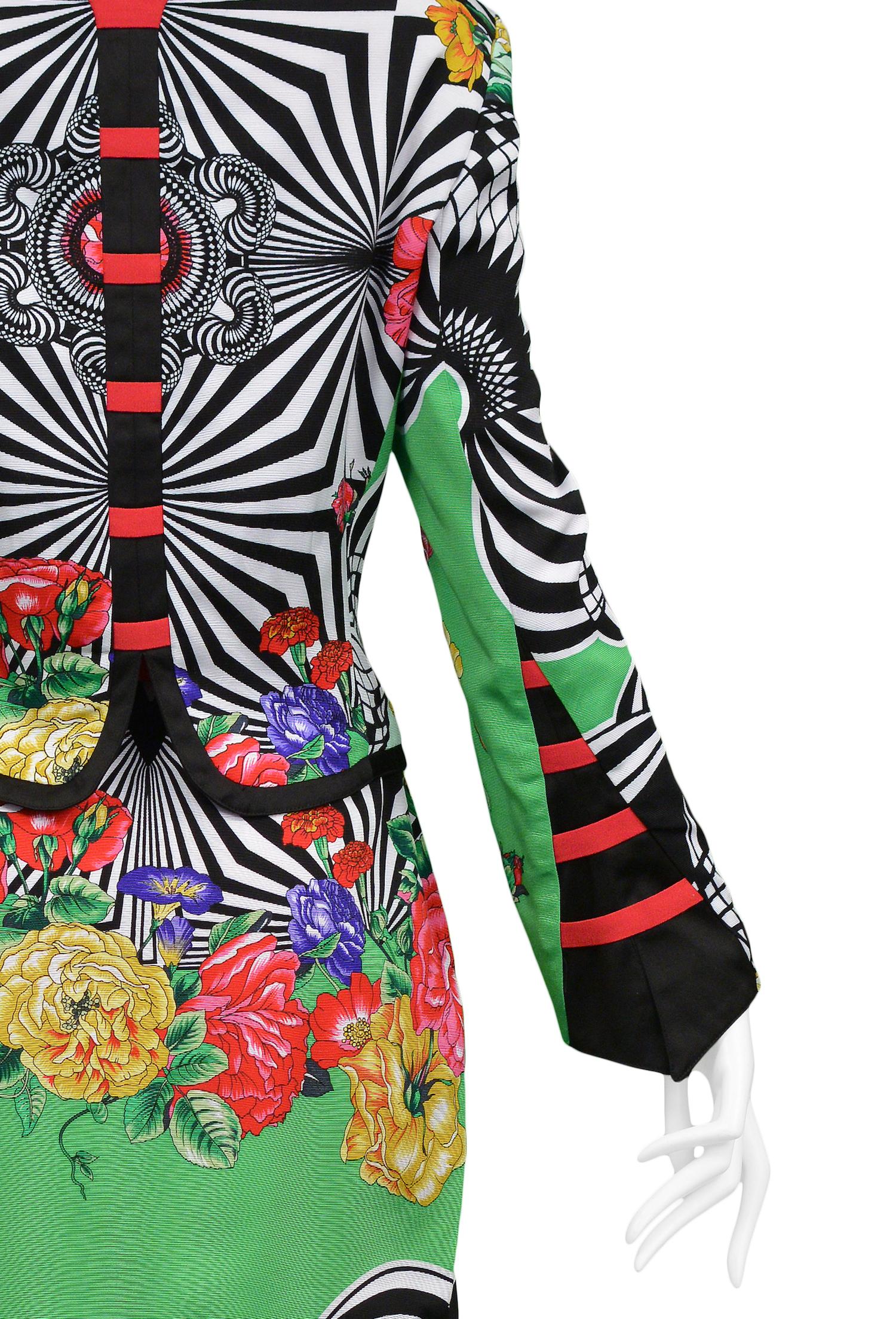 Versace - Ensemble jupe à fleurs Op Art 2, 1992 Pour femmes en vente