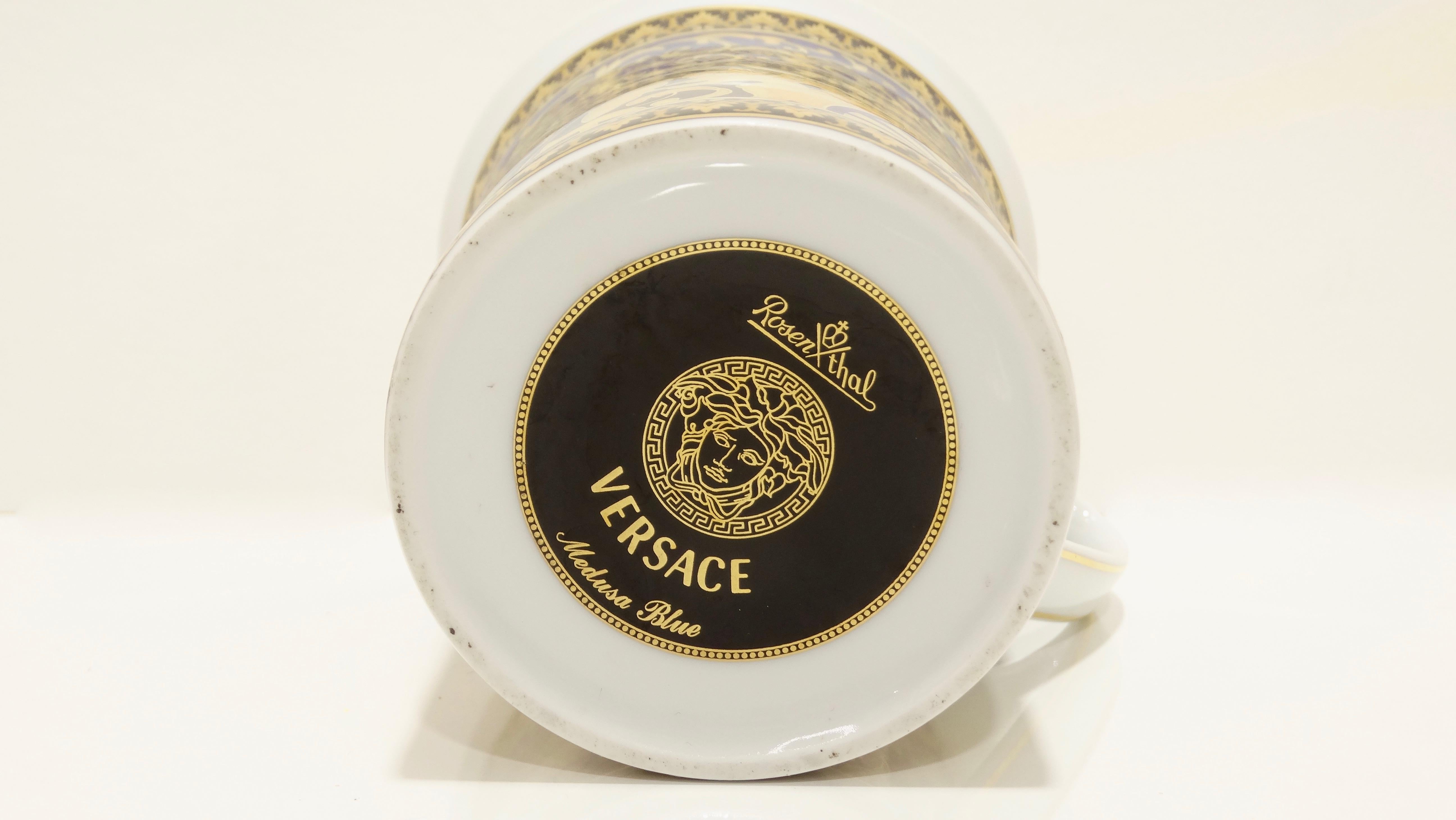 White Versace 2000s Medusa Blue Porcelain Mug