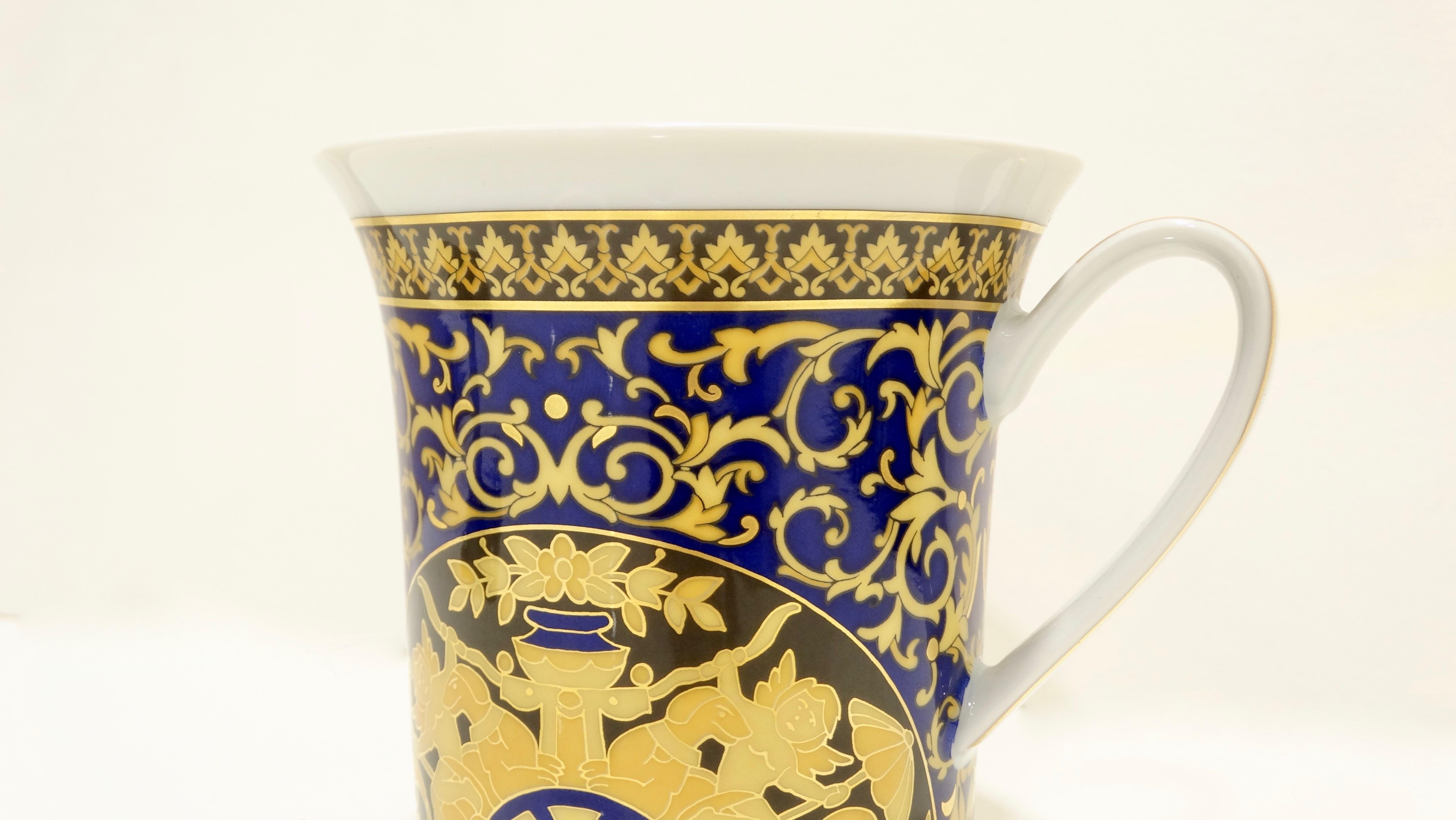 Versace 2000s Medusa Blue Porcelain Mug In Good Condition In Scottsdale, AZ