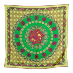 Versace 2000s Neon Medusa Silk Scarf 