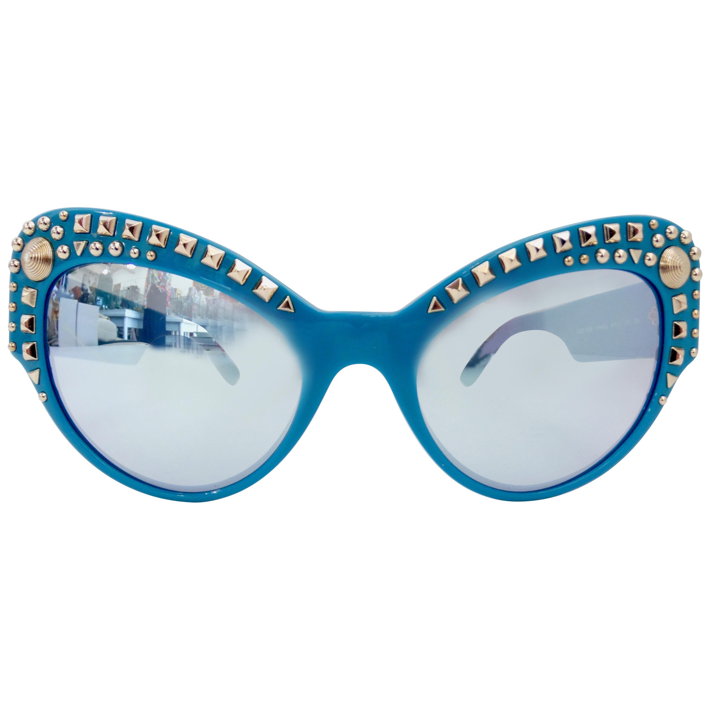 Versace 2000s Studded Cat-Eye Sunglasses