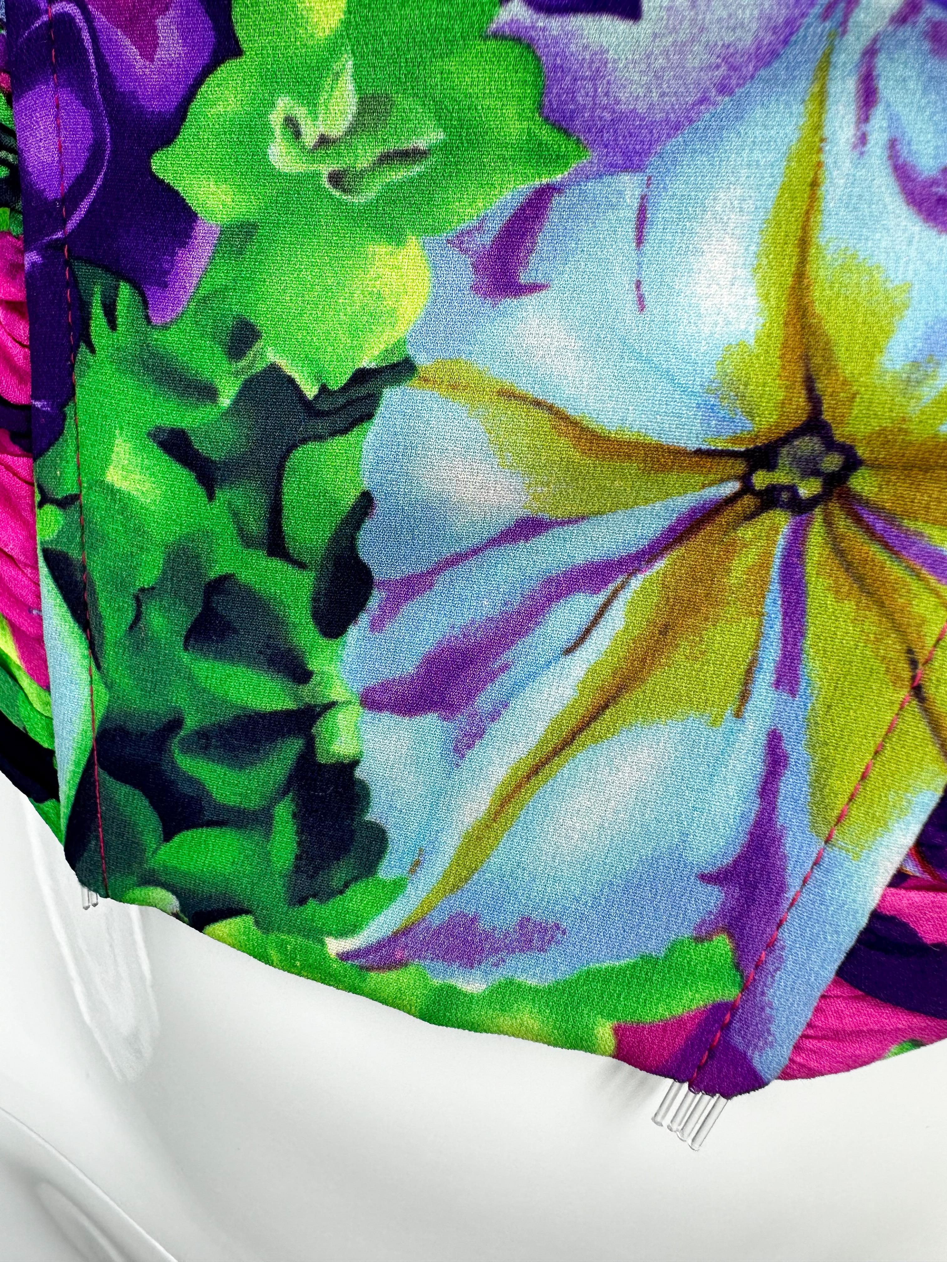 Versace 2004 by Donatella silk multicolor Medusa open back corset top For Sale 6