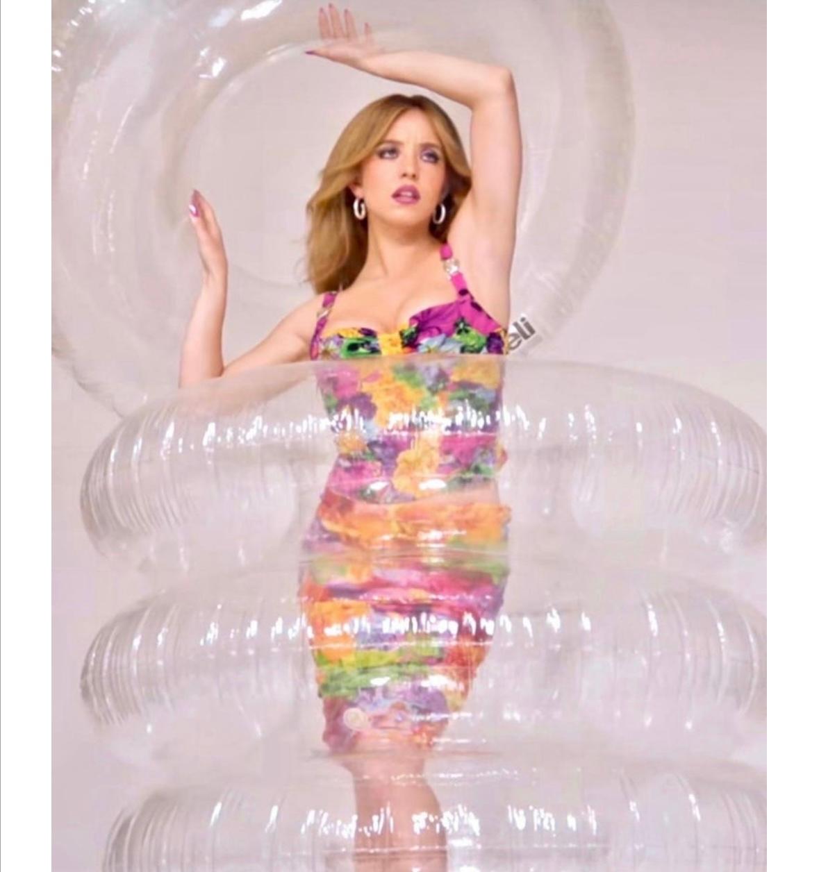 Versace 2004 by Donatella silk multicolor Medusa open back corset top For Sale 8
