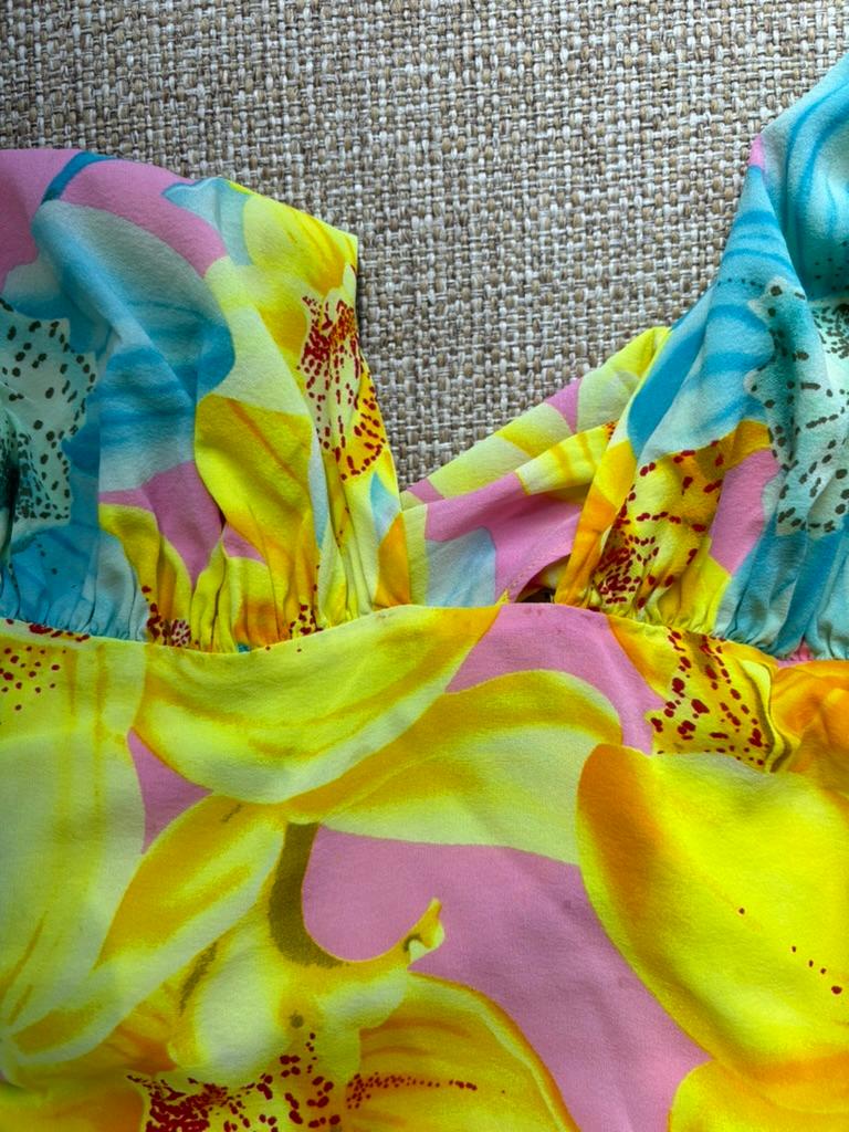 VERSACE 2004 Vintage Runway Ad Campaign Editorial Silk Floral Halter Top 3