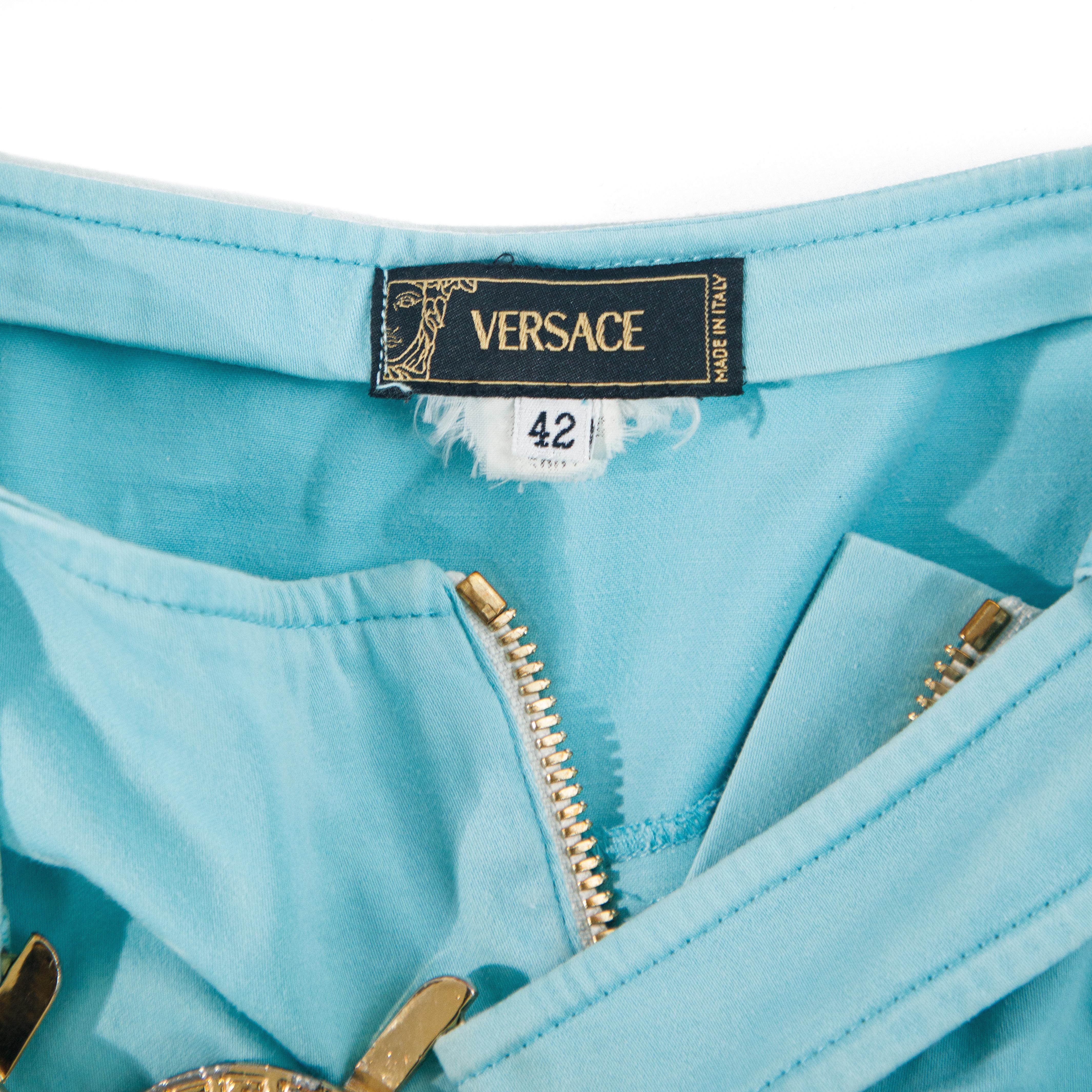 Women's Versace 2005 Buckle Low Rise Trousers size 42 For Sale