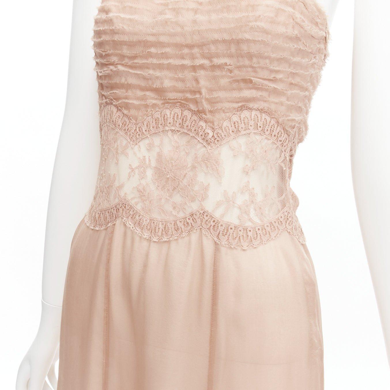 VERSACE 2005 Runway nude gold Medusa buckles sheer lace chiffon dress IT38 XS For Sale 3