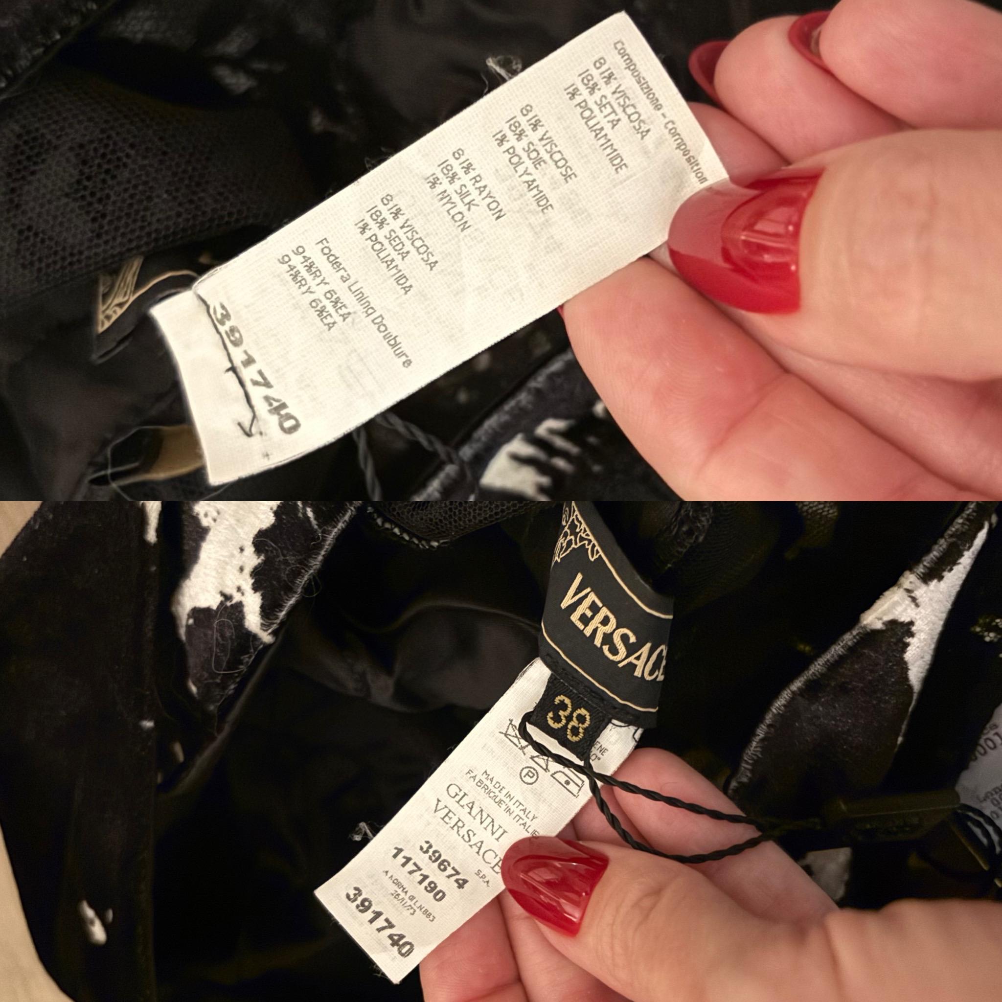 VERSACE 2005 Vintage Cow Print Lace Dress Sheer For Sale 2