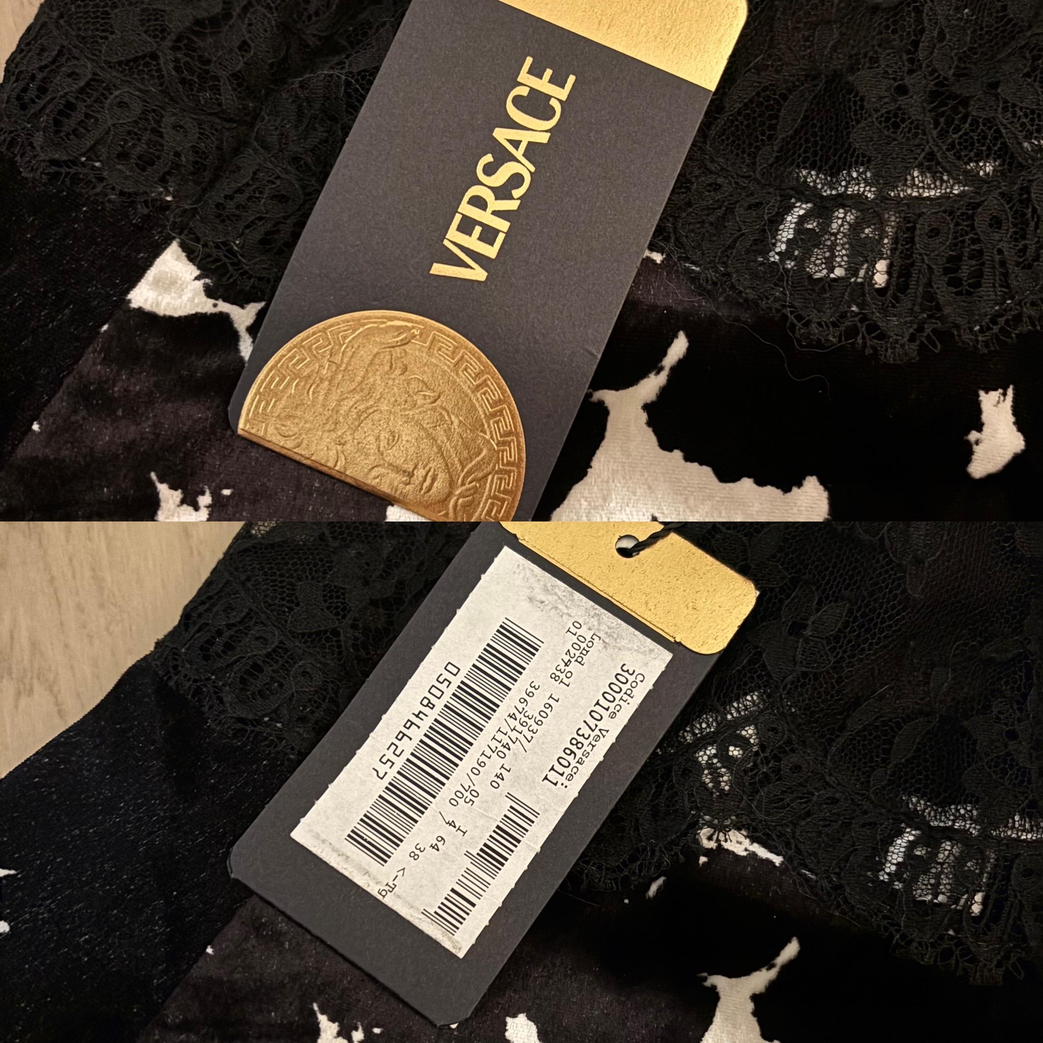 VERSACE 2005 Vintage Cow Print Lace Dress Sheer For Sale 1
