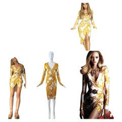 VERSACE 2005 Vintage Runway Belted Baroque Wrap Dress