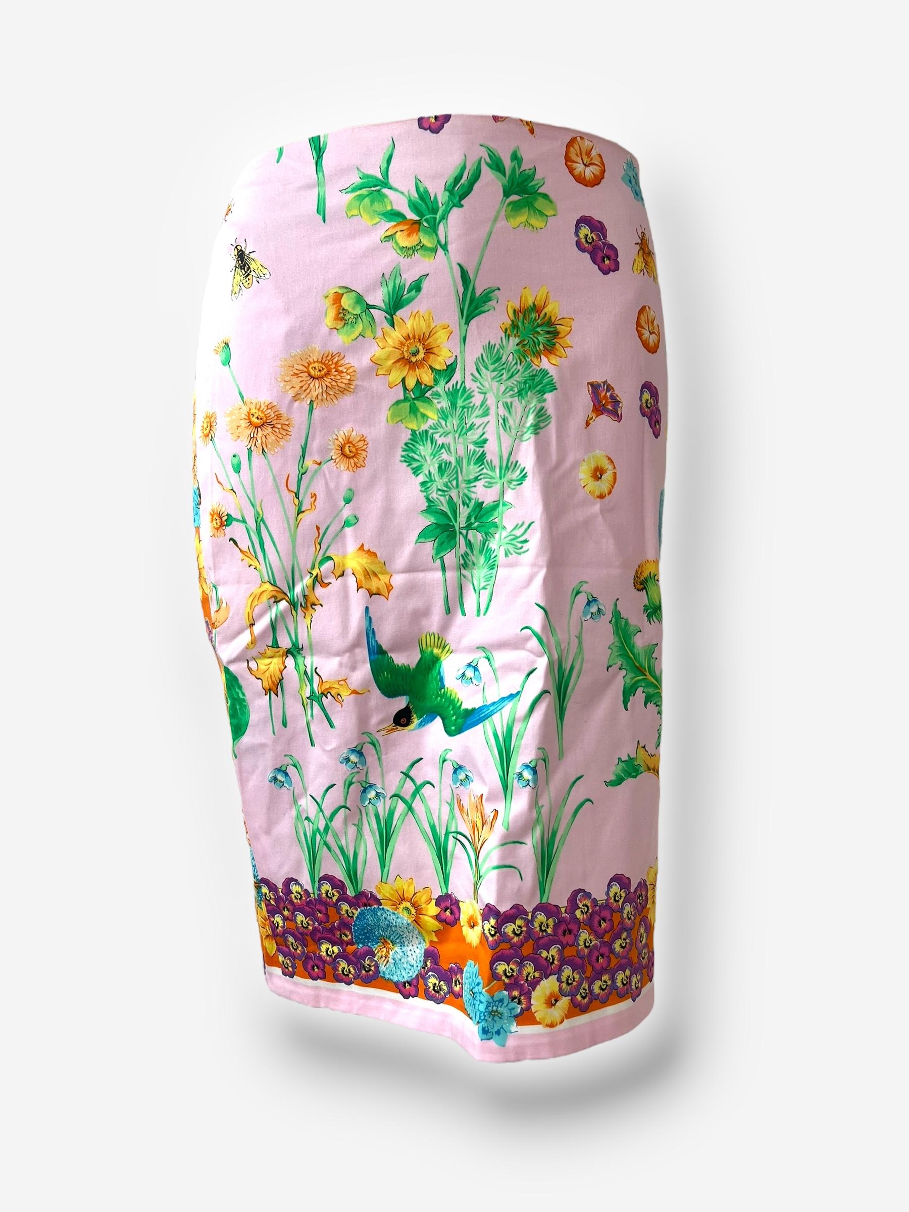 Brown Versace 2006 S/S floral print bustier and skirt ensemble For Sale