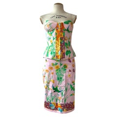 Versace 2006 S/S floral print bustier and skirt ensemble