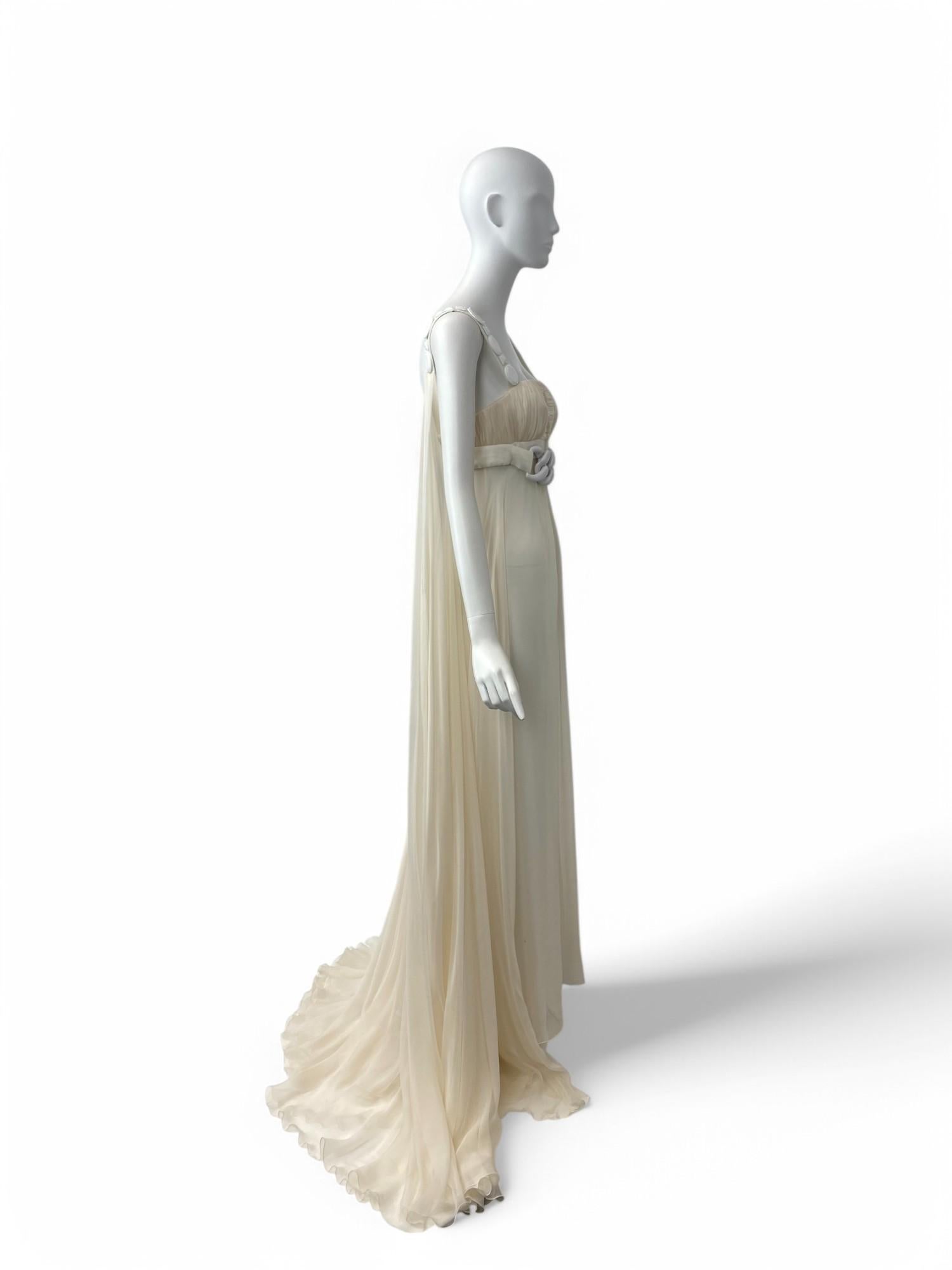 Versace F/W 2007 Finale Look Silk Goddess Evening Gown IT 38, NWT For Sale 6