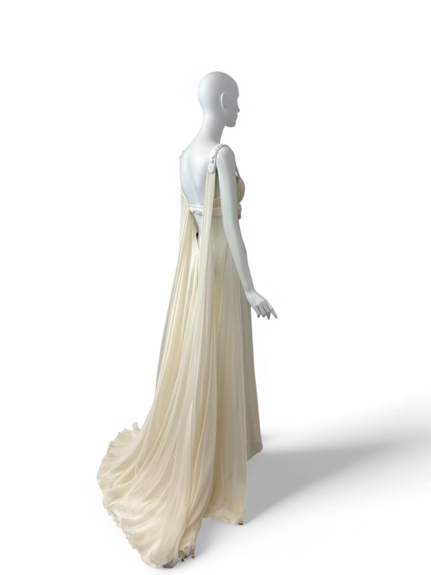 Versace F/W 2007 Finale Look Silk Goddess Evening Gown IT 38, NWT For Sale 3