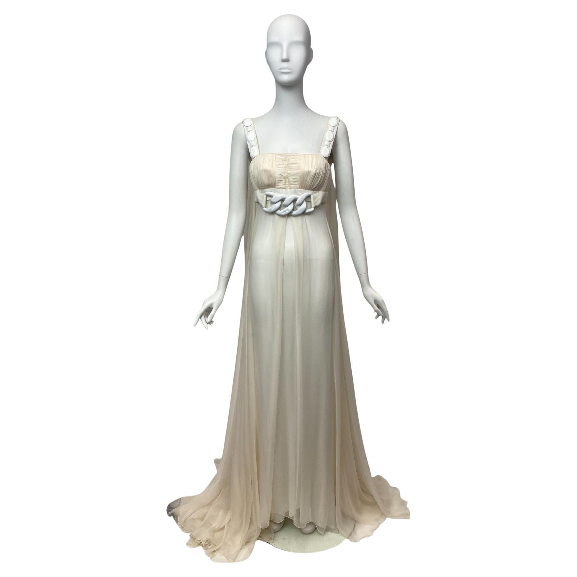 Versace F/W 2007 Finale Look Silk Goddess Evening Gown IT 38, NWT For Sale