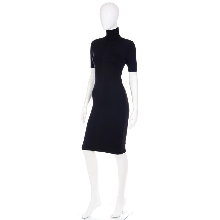 Versace 2008 Black Stretch Knit Bodycon Short Sleeve Turtleneck Dress at  1stDibs | black turtleneck dress short sleeve, black short sleeve  turtleneck dress, short sleeve black turtleneck dress