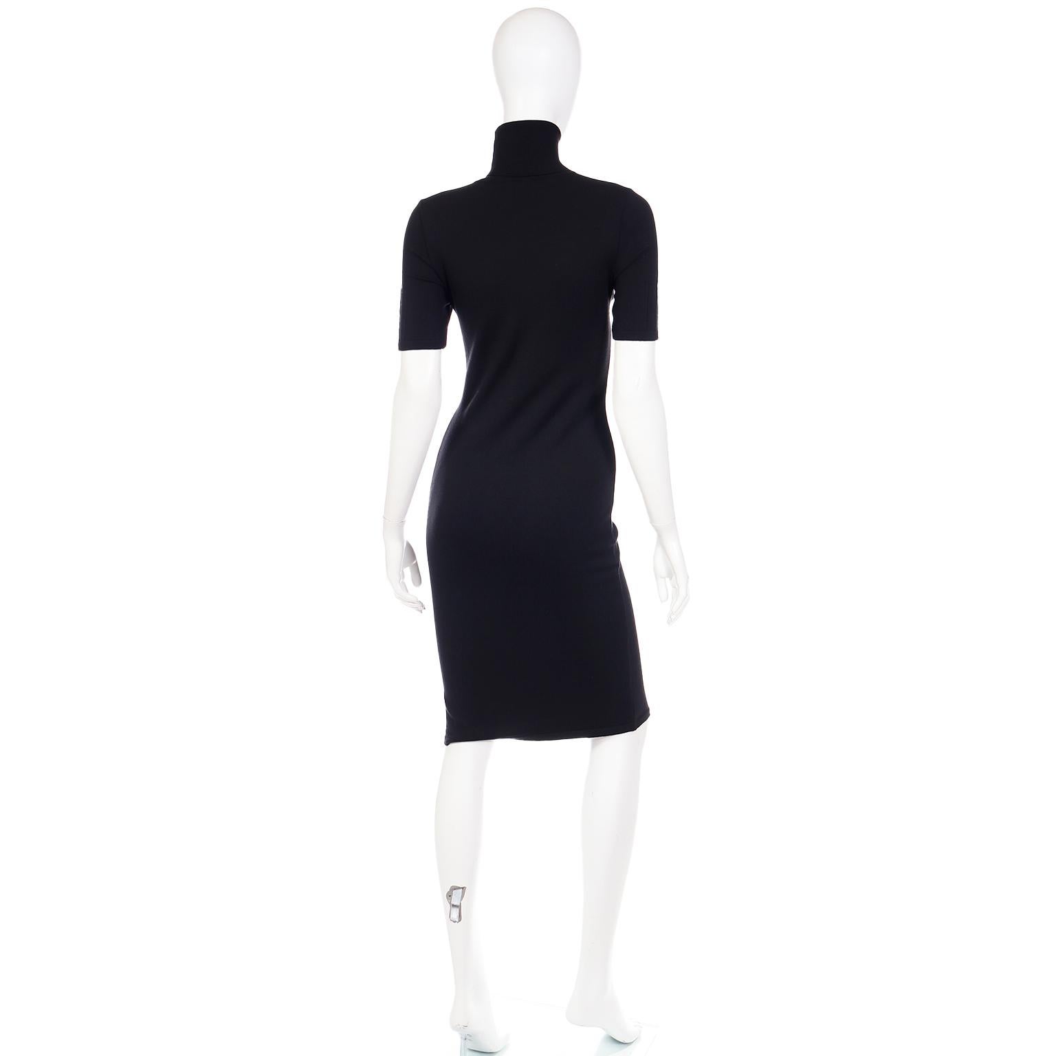 short sleeve black turtleneck dress