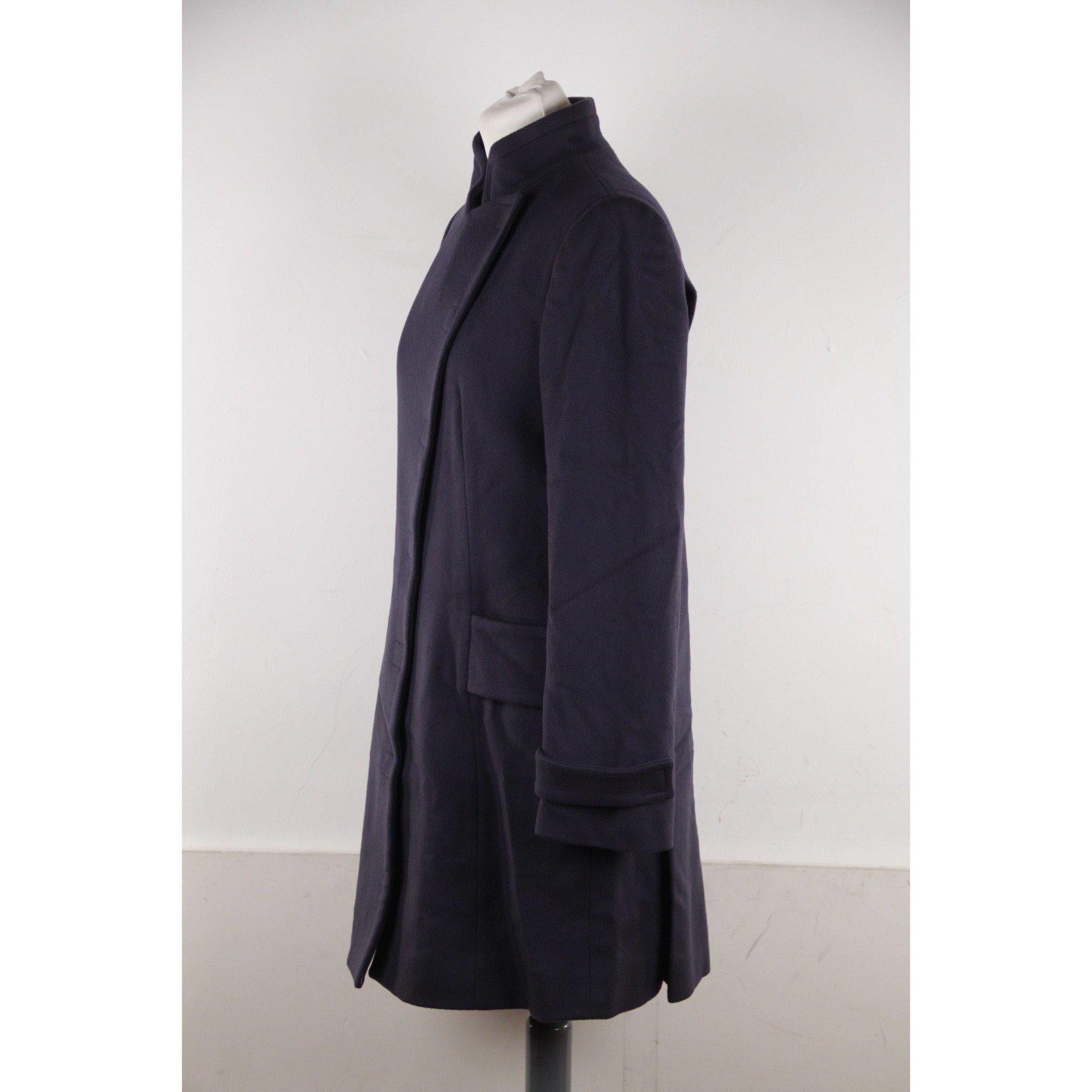 Black Versace Blue Wool Coat 2008 Fall Winter Collection Size 40
