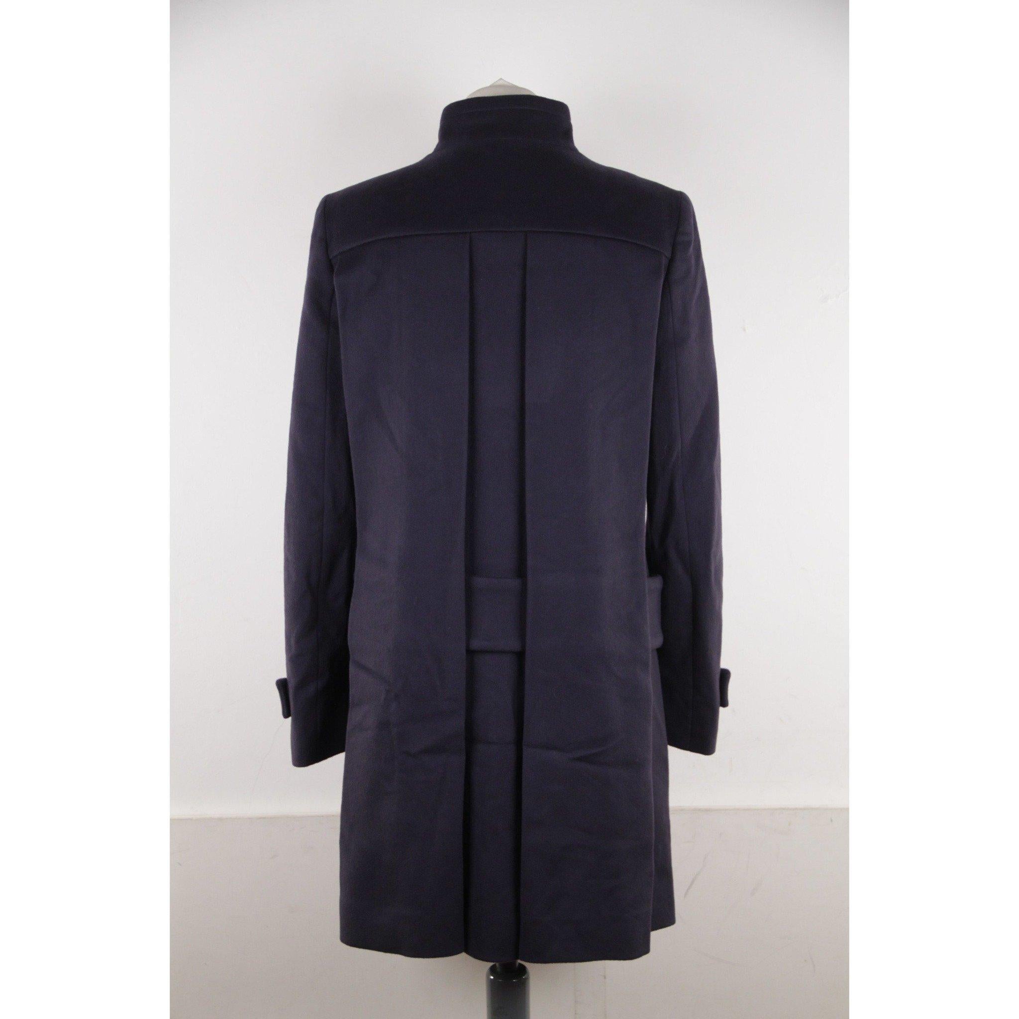 Versace Blue Wool Coat 2008 Fall Winter Collection Size 40 In Good Condition In Rome, Rome