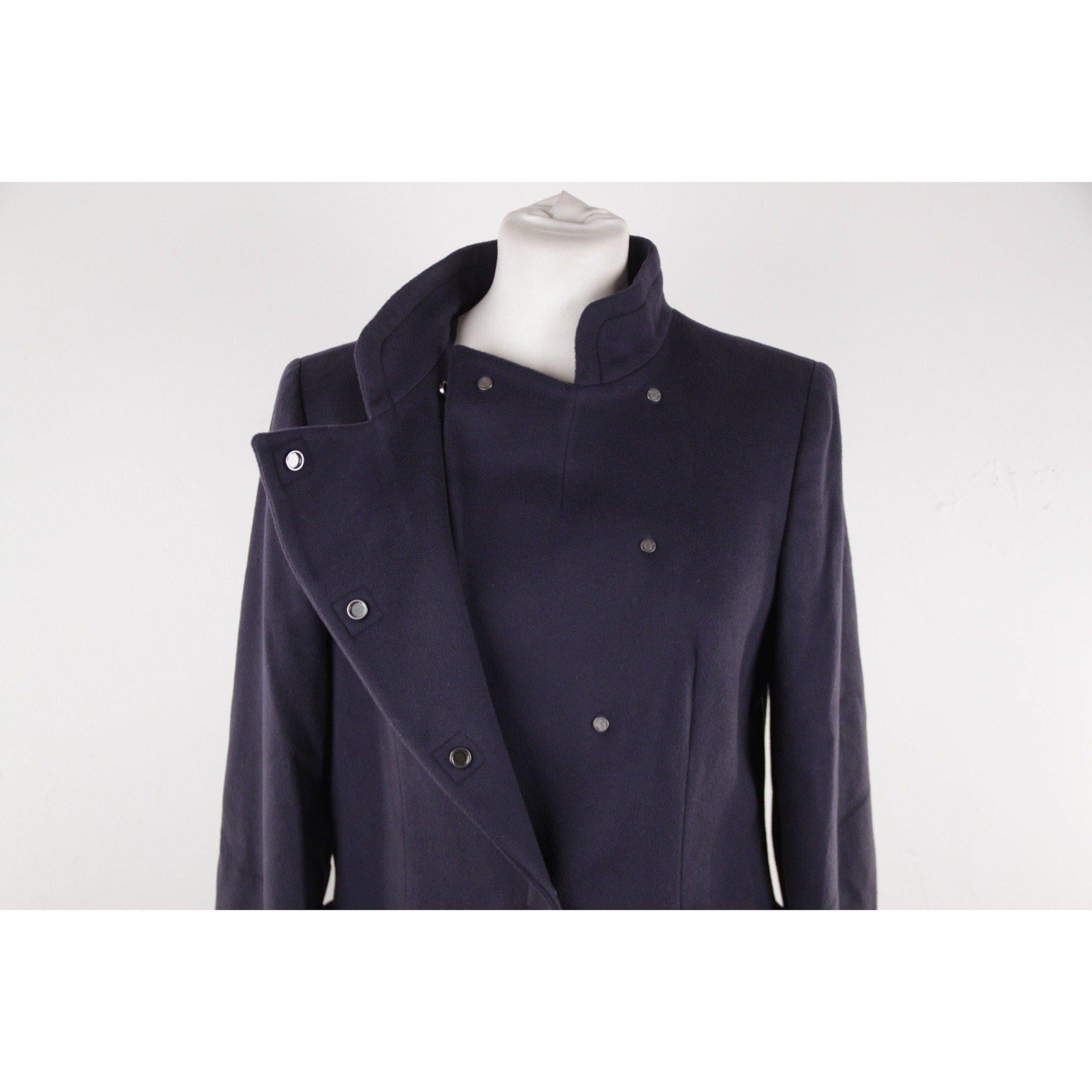 Women's Versace Blue Wool Coat 2008 Fall Winter Collection Size 40