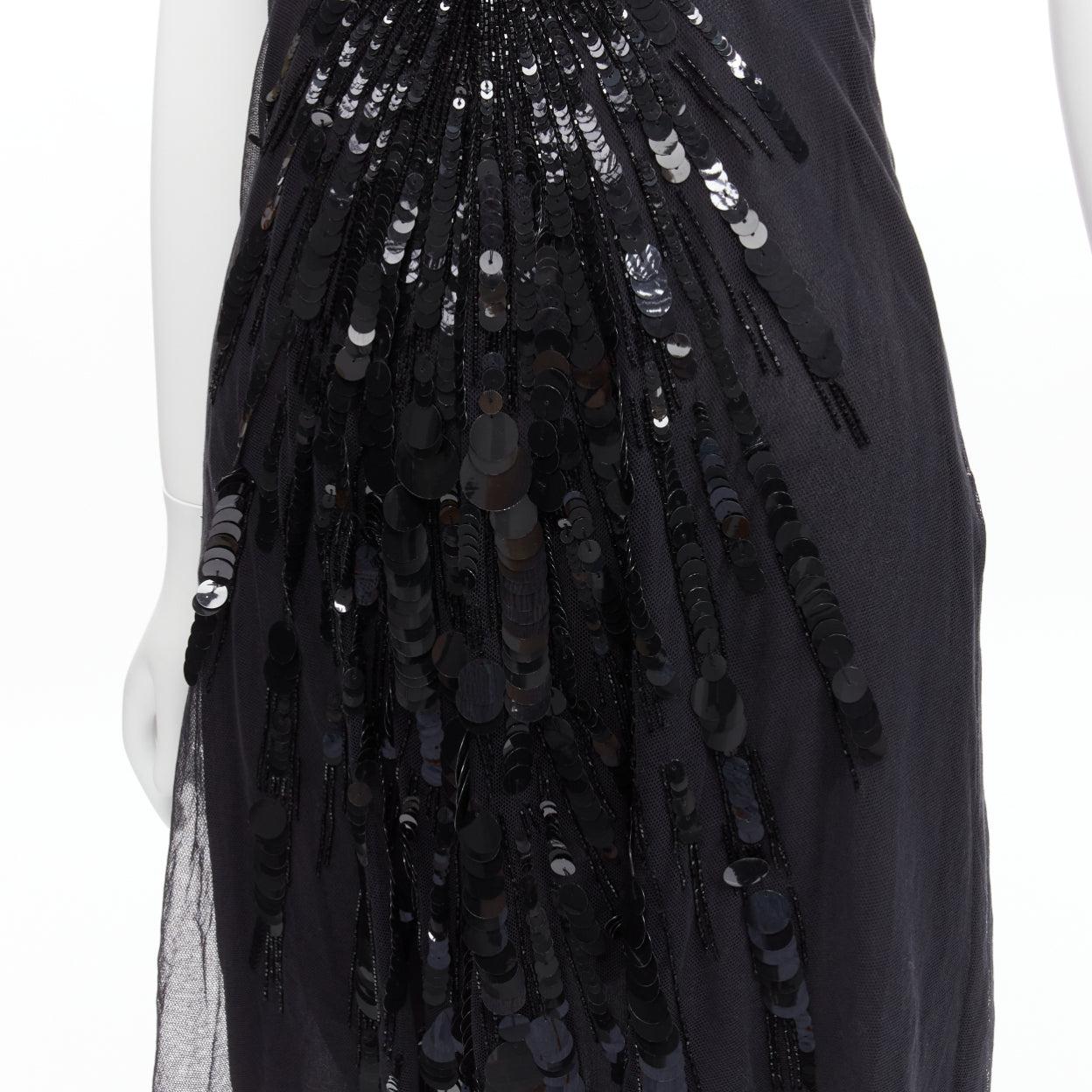 VERSACE 2008 sequins bead embellishment satin ruffle pleated strap dress IT38  For Sale 2