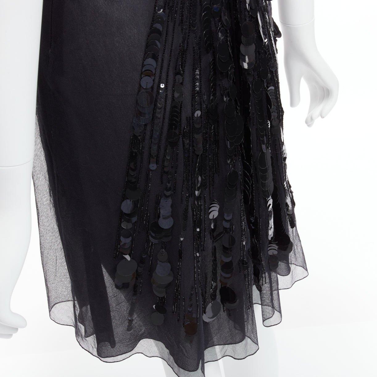 VERSACE 2008 sequins bead embellishment satin ruffle pleated strap dress IT38  For Sale 4