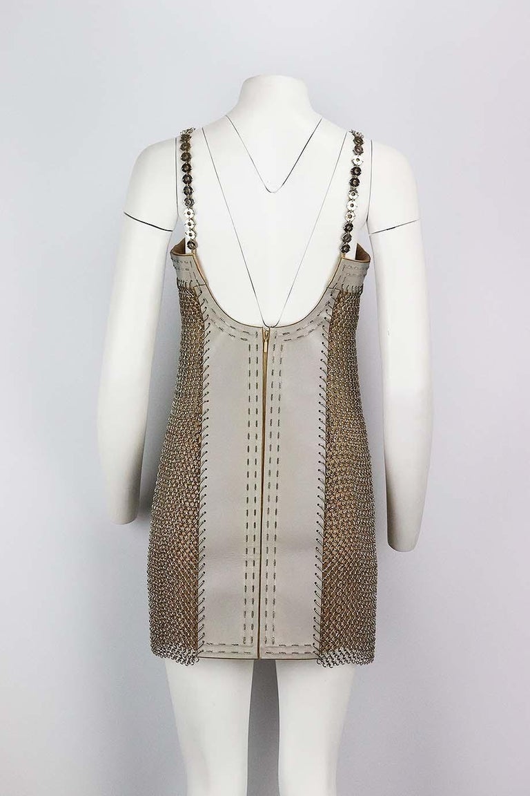 Versace 2012 Chainmail and Silk Satin Mini Dress IT 38 UK 6 In New Condition For Sale In London, GB