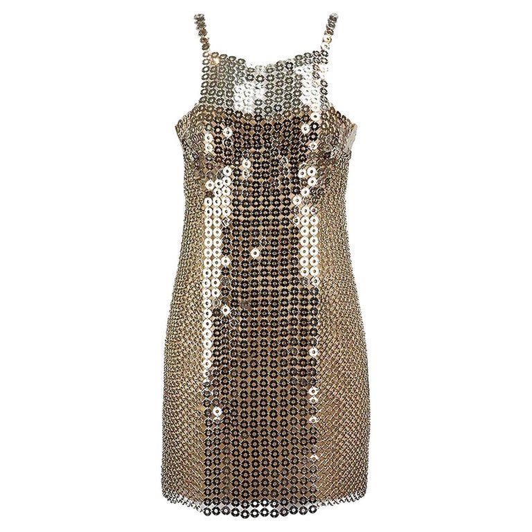 Versace 2012 Chainmail and Silk Satin Mini Dress IT 38 UK 6 For Sale