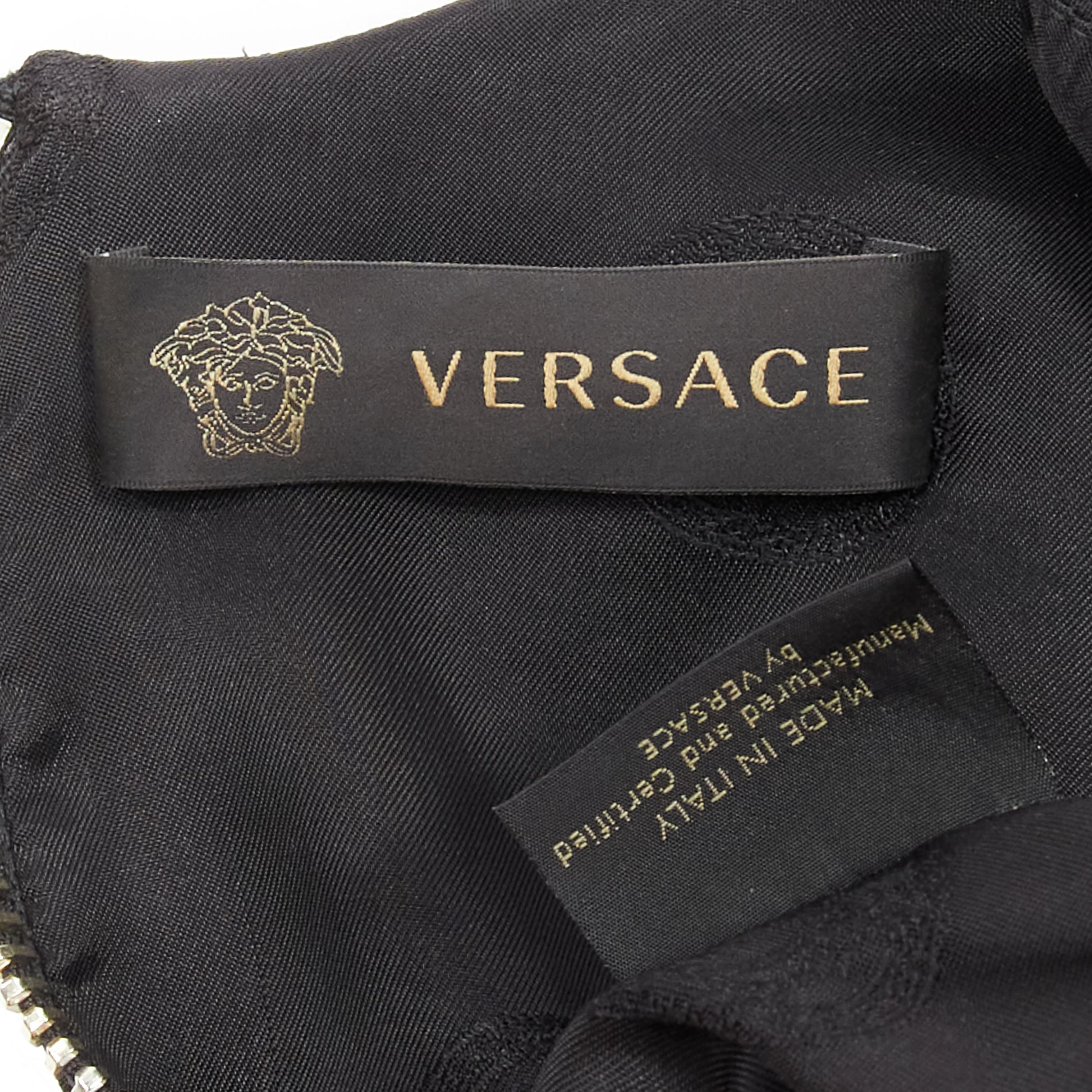 VERSACE 2014 negro patchwork de cuero escamado panel transparente mod mini vestido de turno en venta 3