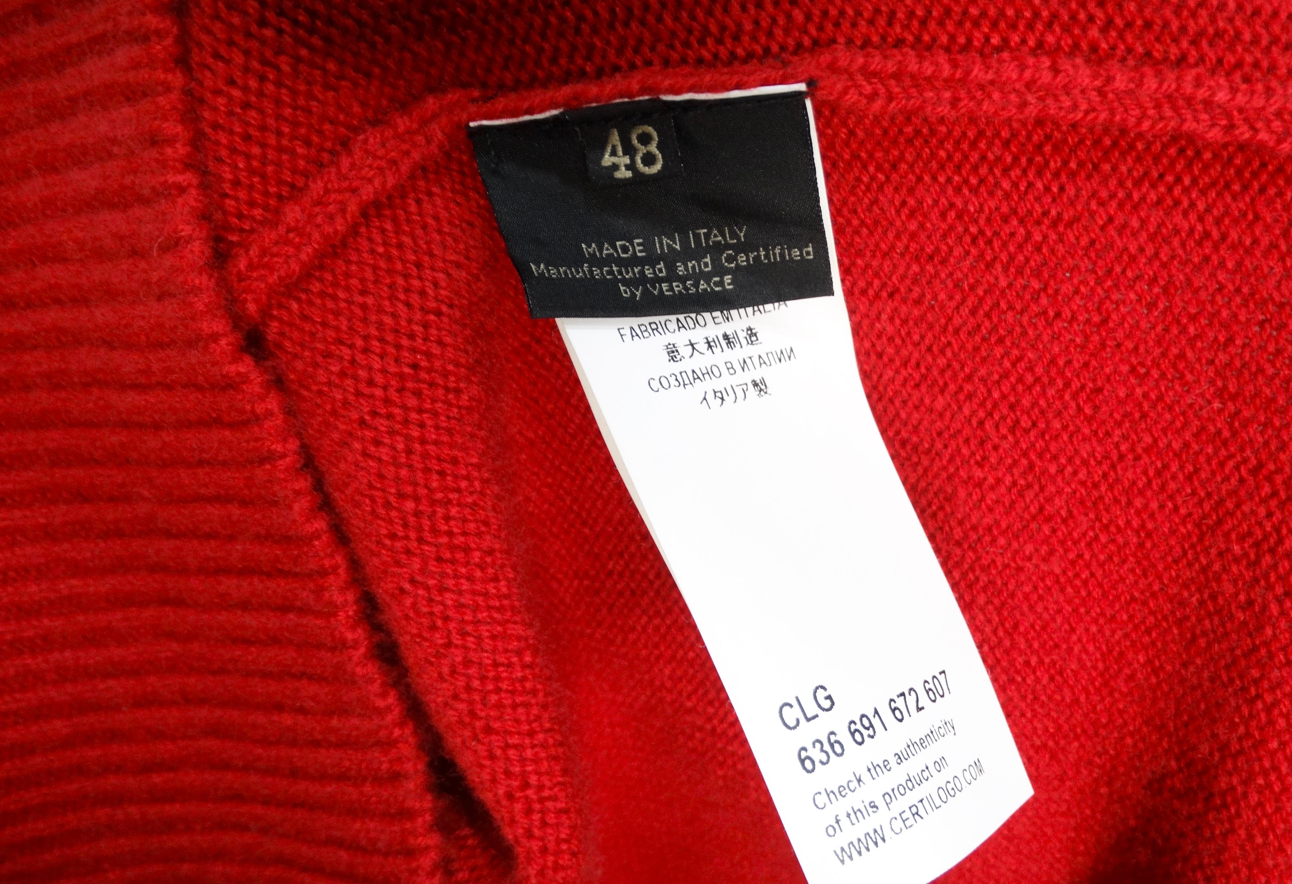 Versace Runway 2014 - Pull col roulé rouge orné d'un motif de moto en vente 5