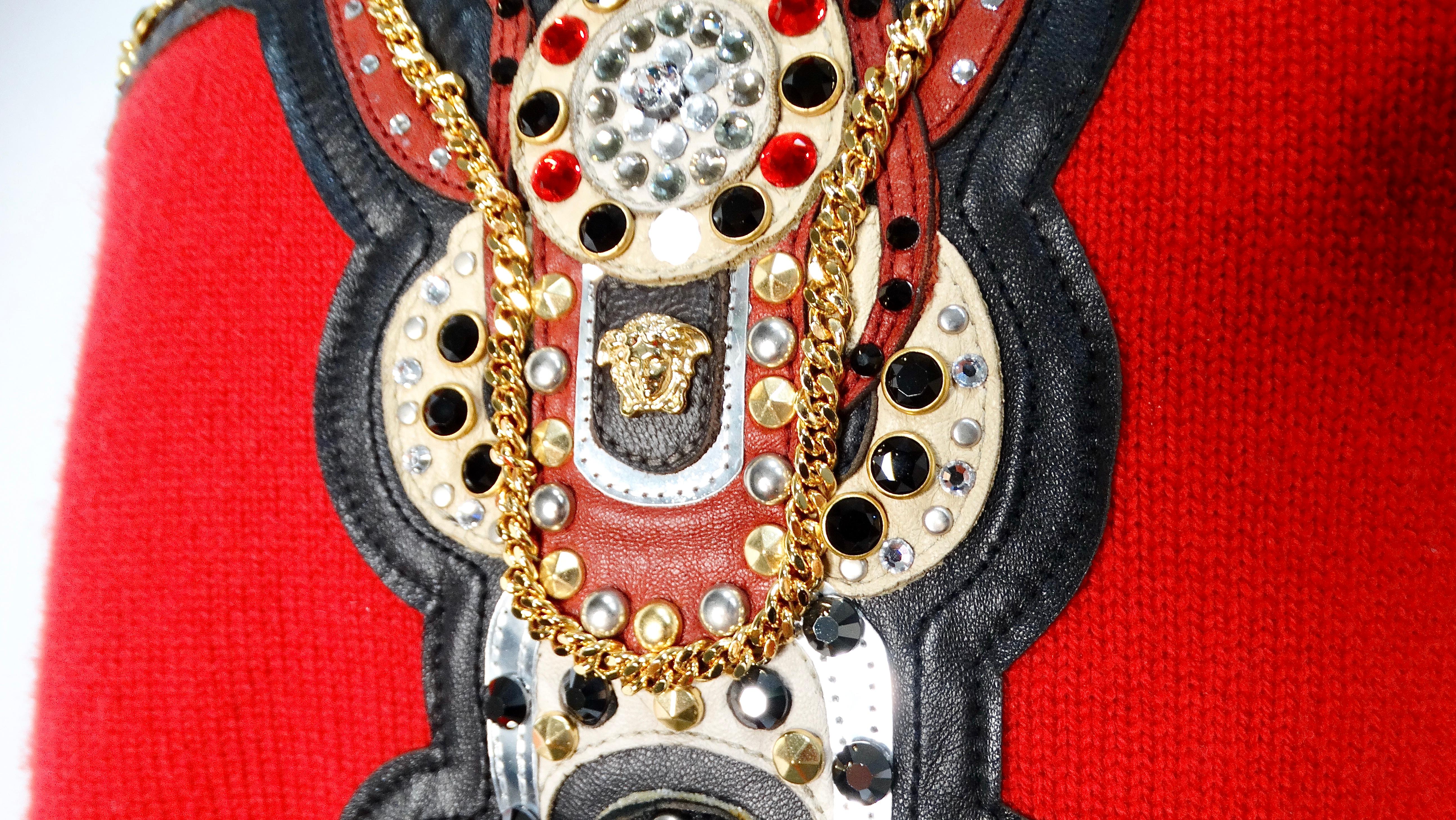 Versace Runway 2014 - Pull col roulé rouge orné d'un motif de moto Unisexe en vente