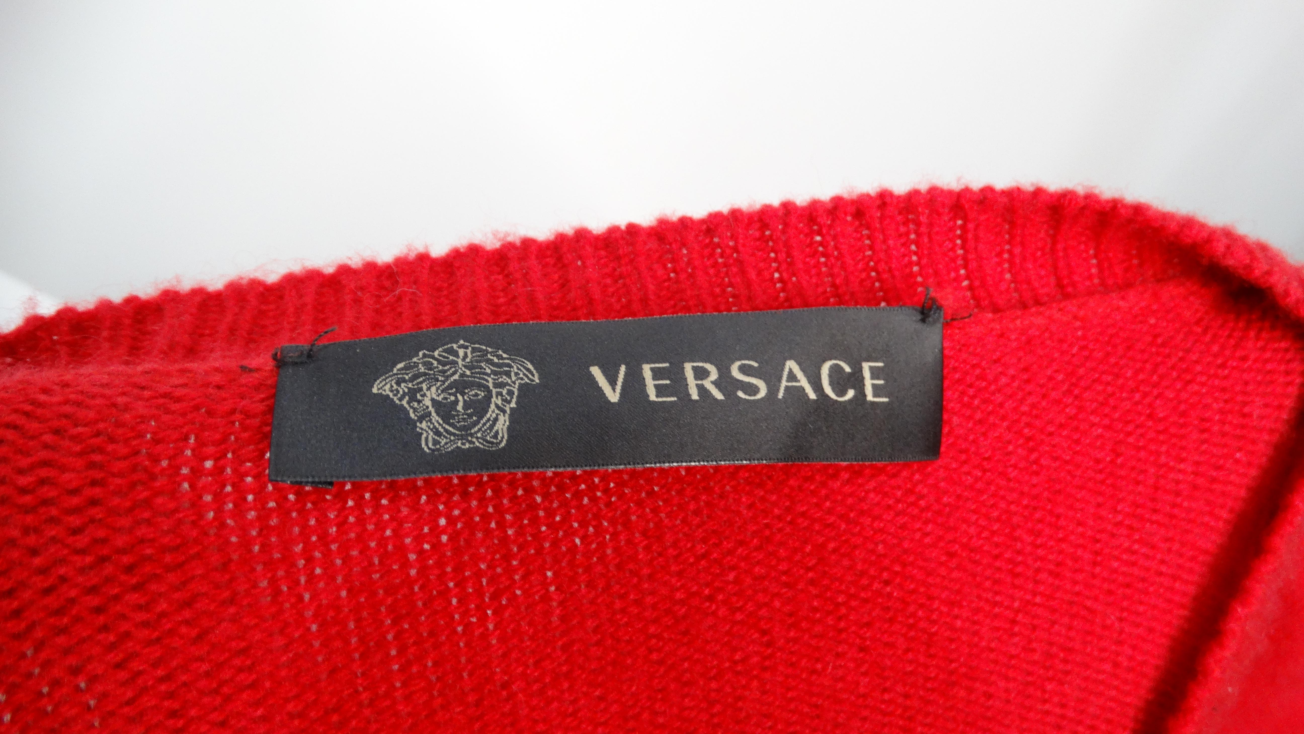 Versace Runway 2014 - Pull col roulé rouge orné d'un motif de moto en vente 4